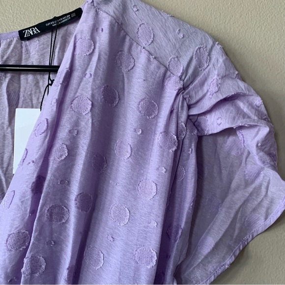 NWT Zara Cap Sleeved Lightweight Flowy V-Neck Draped Purple Maxi Dress Size XS - Picture 5 of 15